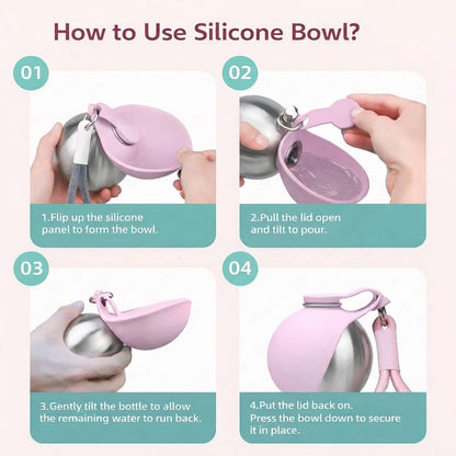 Portable 2-in-1 dog water bottle with bowl