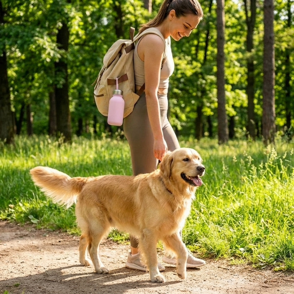 Portable 2-in-1 dog water bottle with bowl