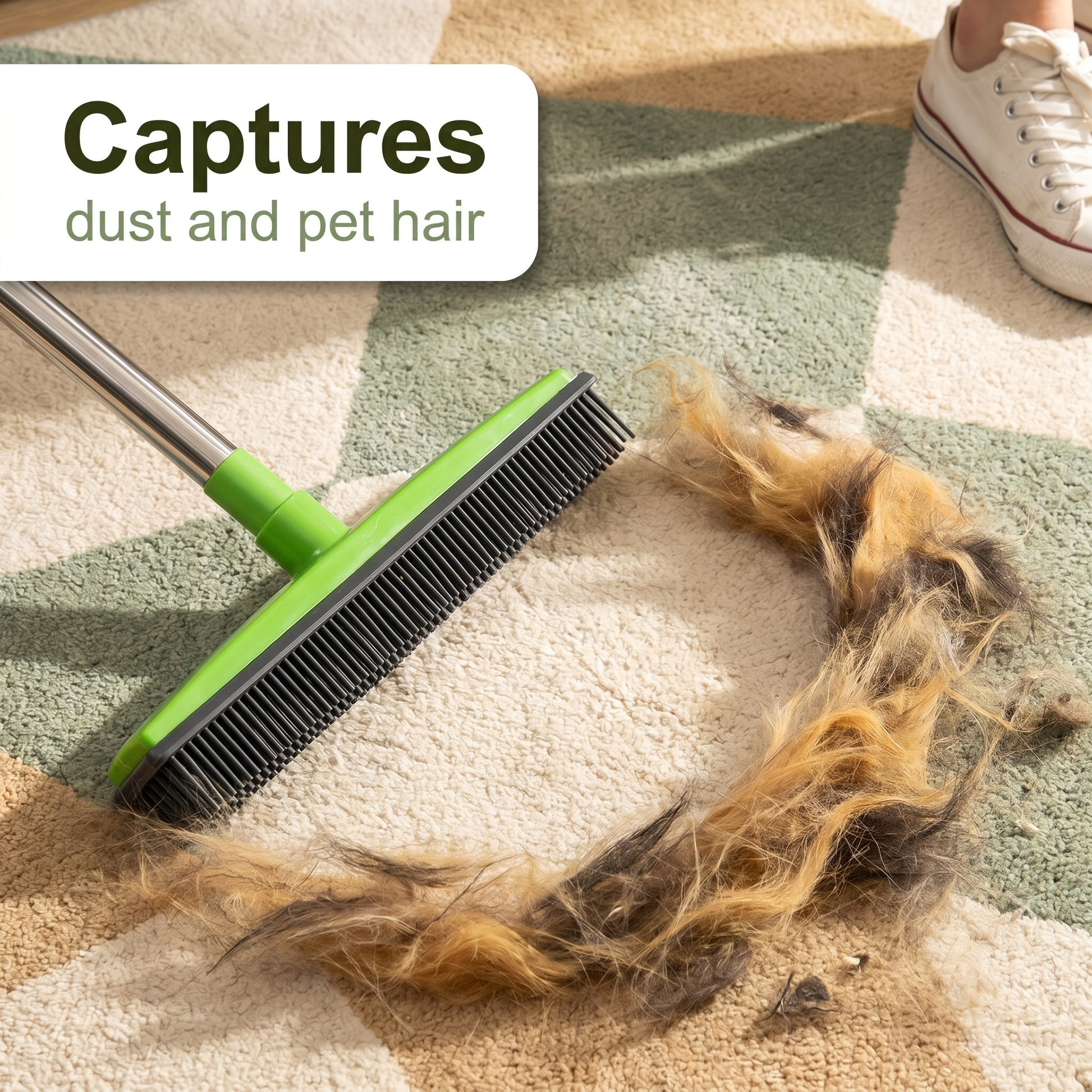 Rubber pet hair removal broom image 1