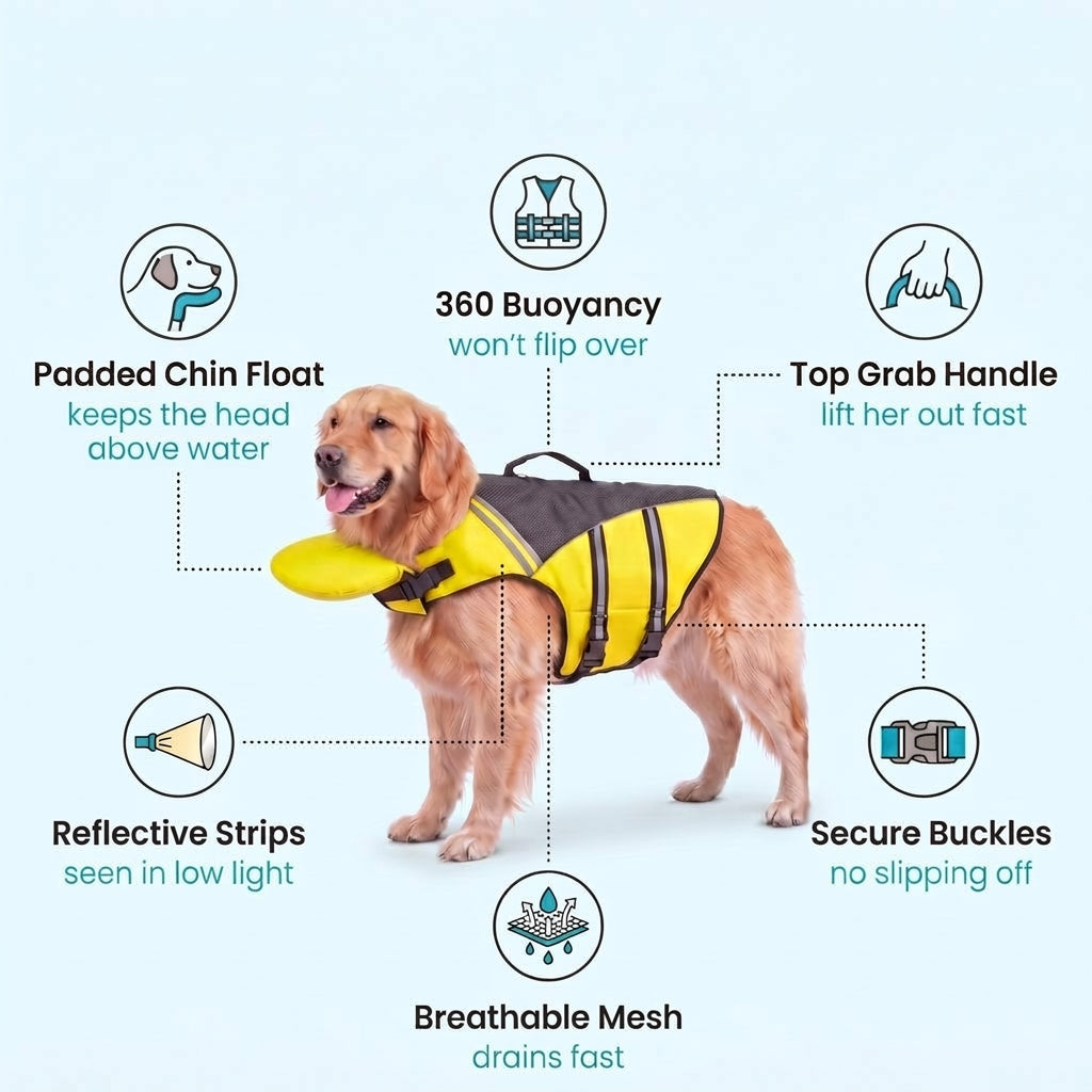 Dog Life Jacket with Padded Chin Float - main-5