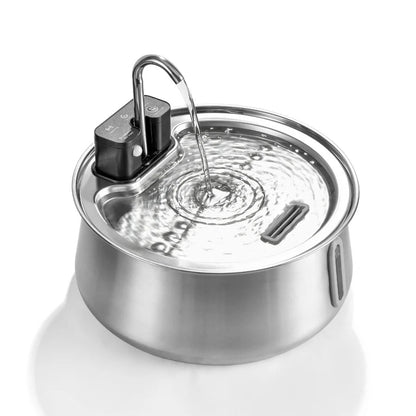Wireless stainless steel dog water fountain with flowing water