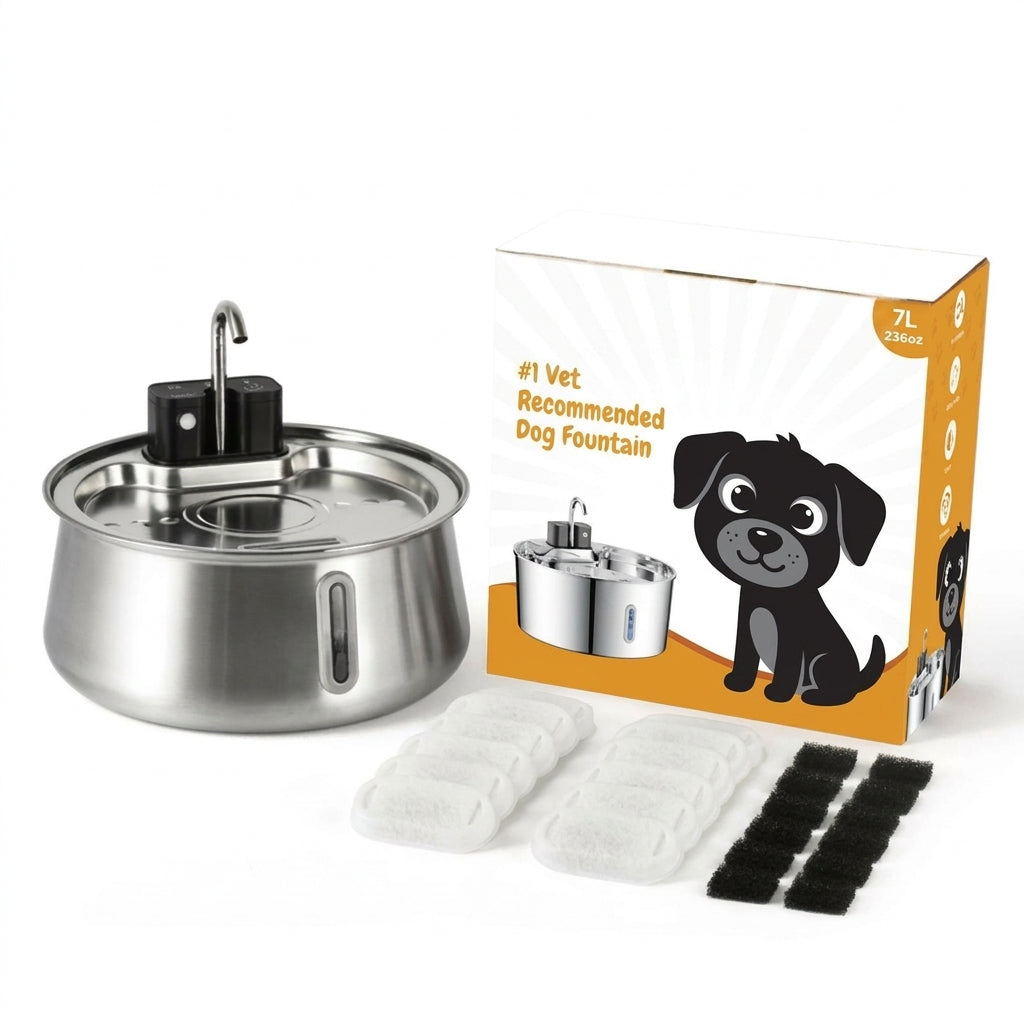 Wireless dog fountain with filters and accessories