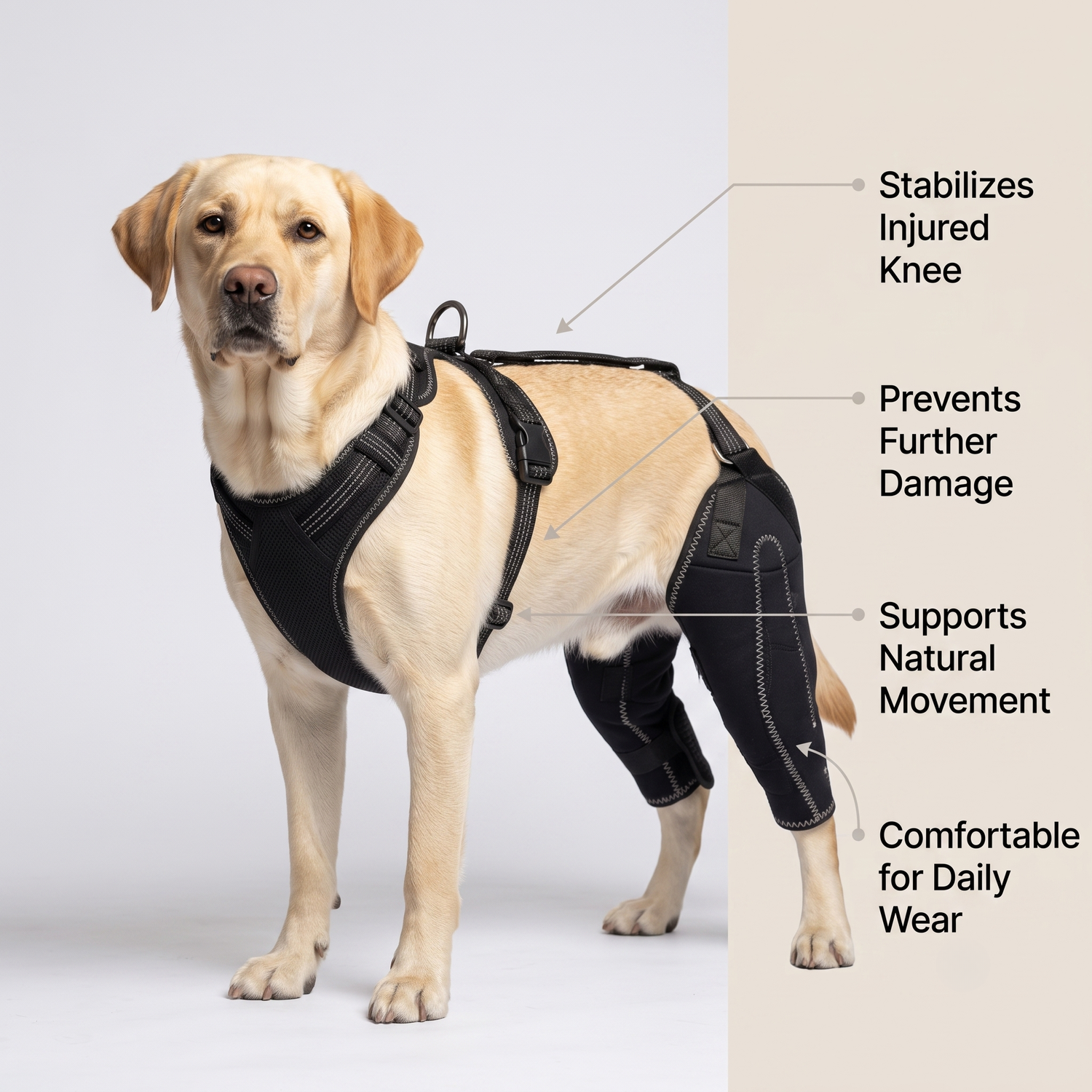 Dual-leg hinged knee brace harness for dogs