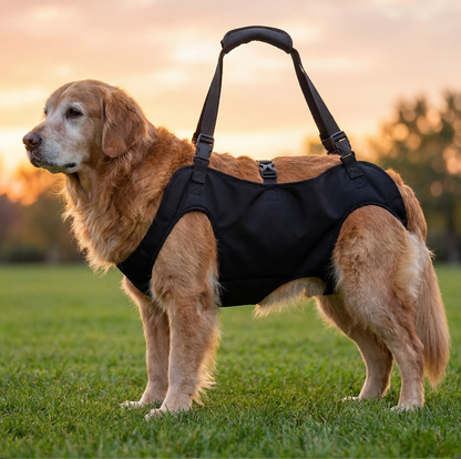 Senior Dog Mobility Lift Harness - Outdoor sunset