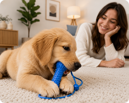 Dog dental chew toy with brushing strap - view 6