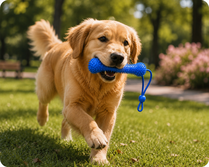 Dog dental chew toy with brushing strap - view 7