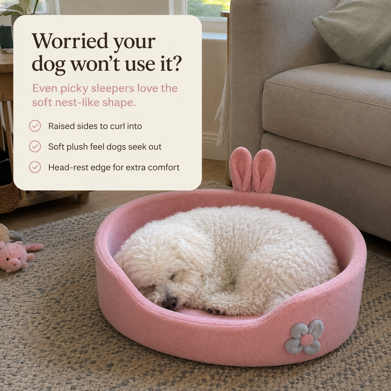 Raised Bolster Calming Dog Bed - view 3