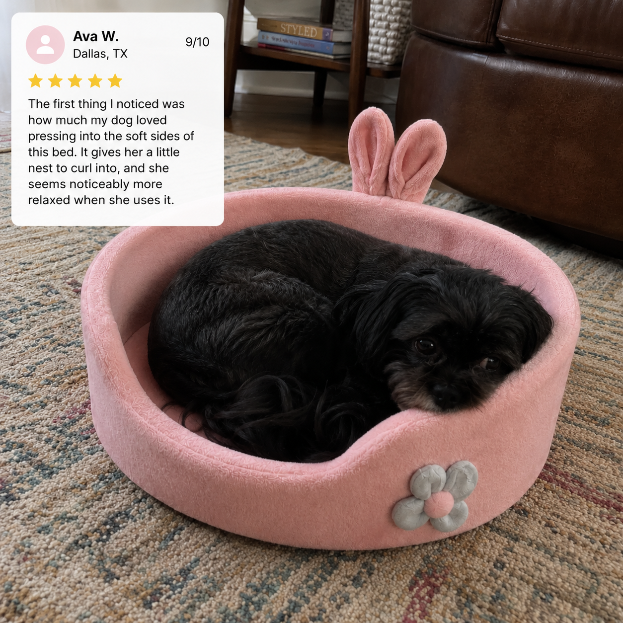 Raised Bolster Calming Dog Bed - view 9