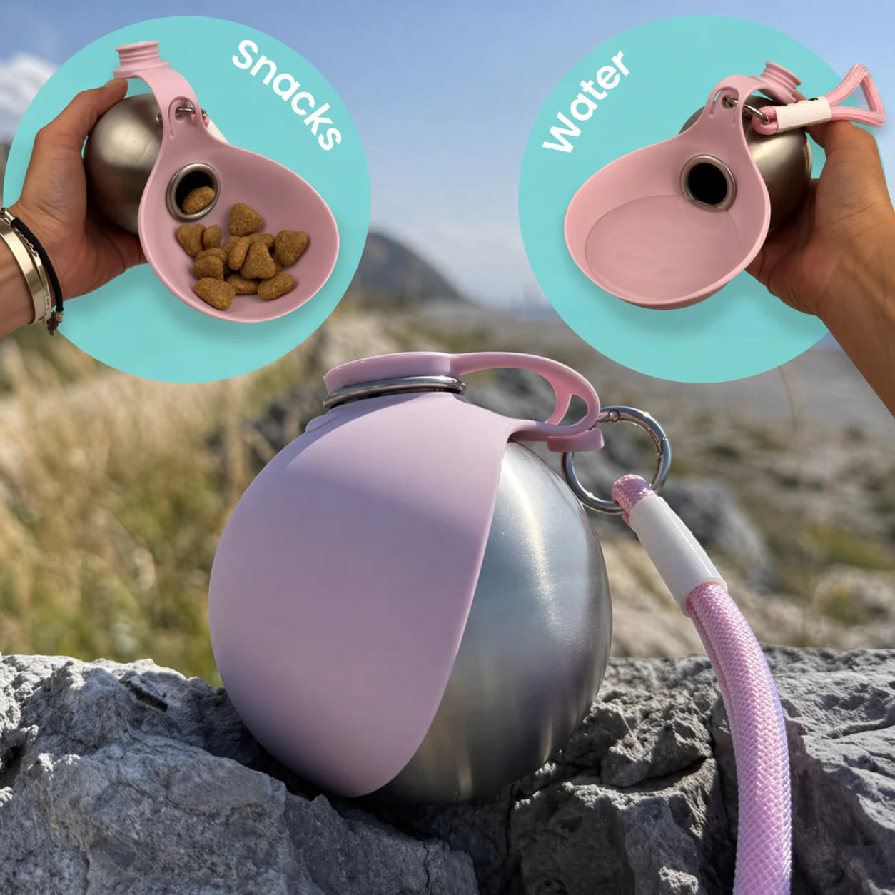 Dog water bottle with built-in bowl - main-4