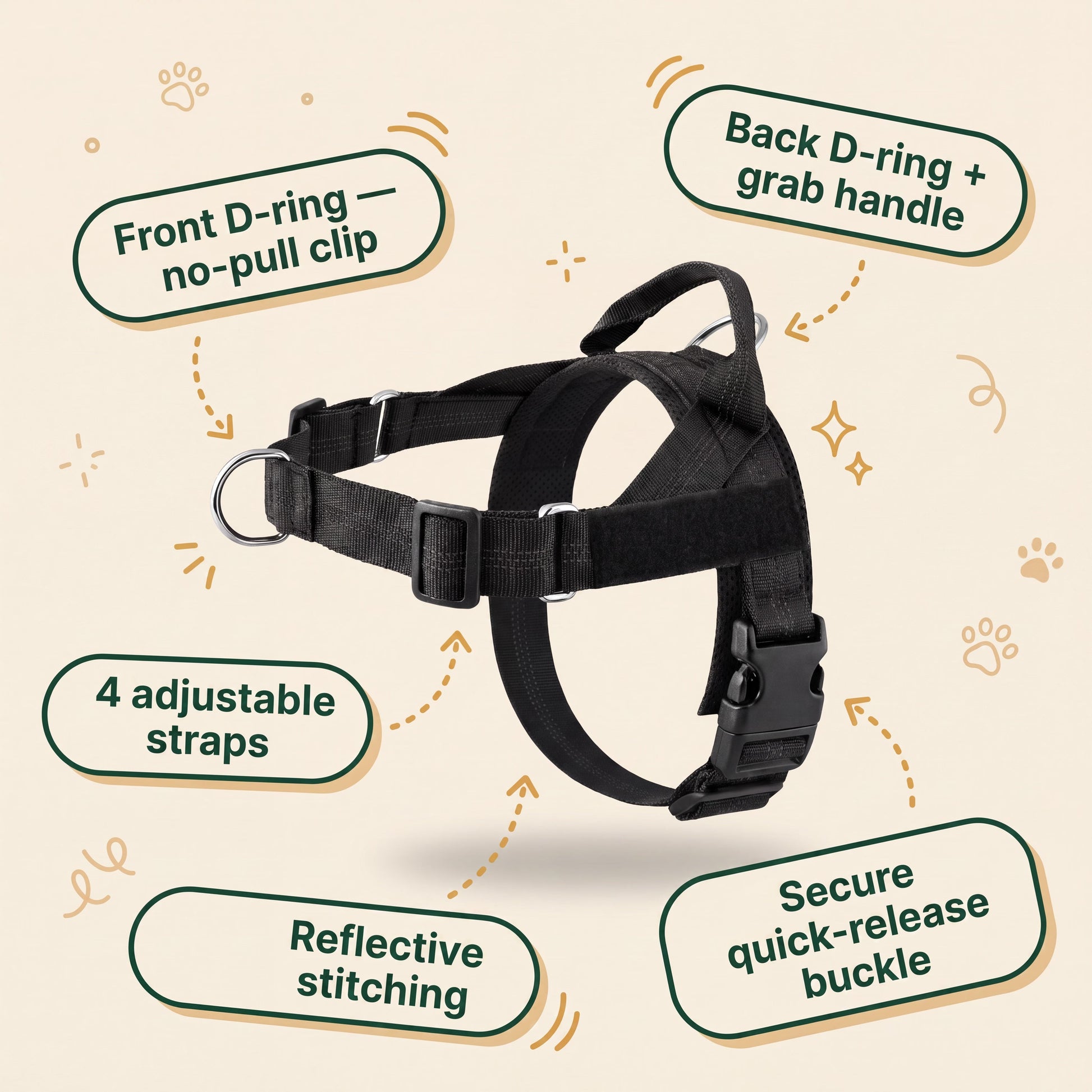 No-Pull Dual Clip Dog Harness