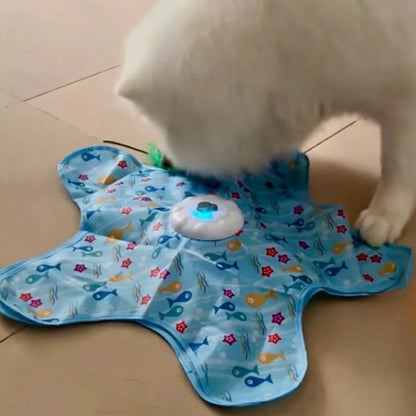 Interactive UFO Dog Toy with Feather Wand
