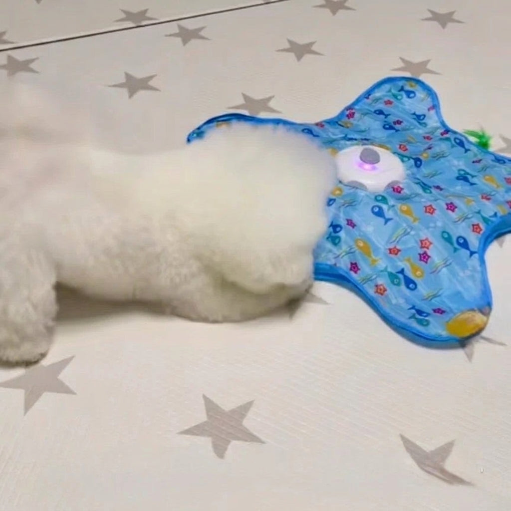 Interactive UFO Dog Toy with Feather Wand
