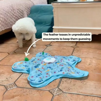 Interactive UFO Dog Toy with Feather Wand