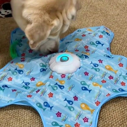 Interactive UFO Dog Toy with Feather Wand