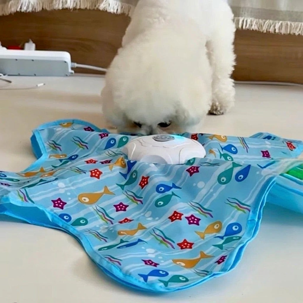 Interactive UFO Dog Toy with Feather Wand