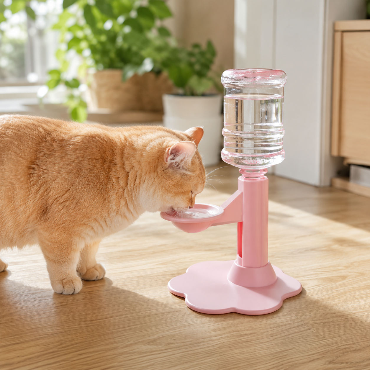 Auto-Refill Elevated Pet Water Fountain - cat drinking