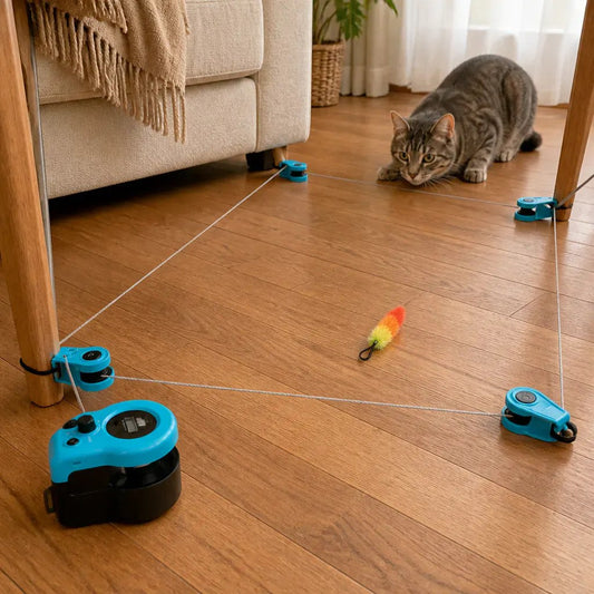Motorized cat floor-track chase toy - view 1