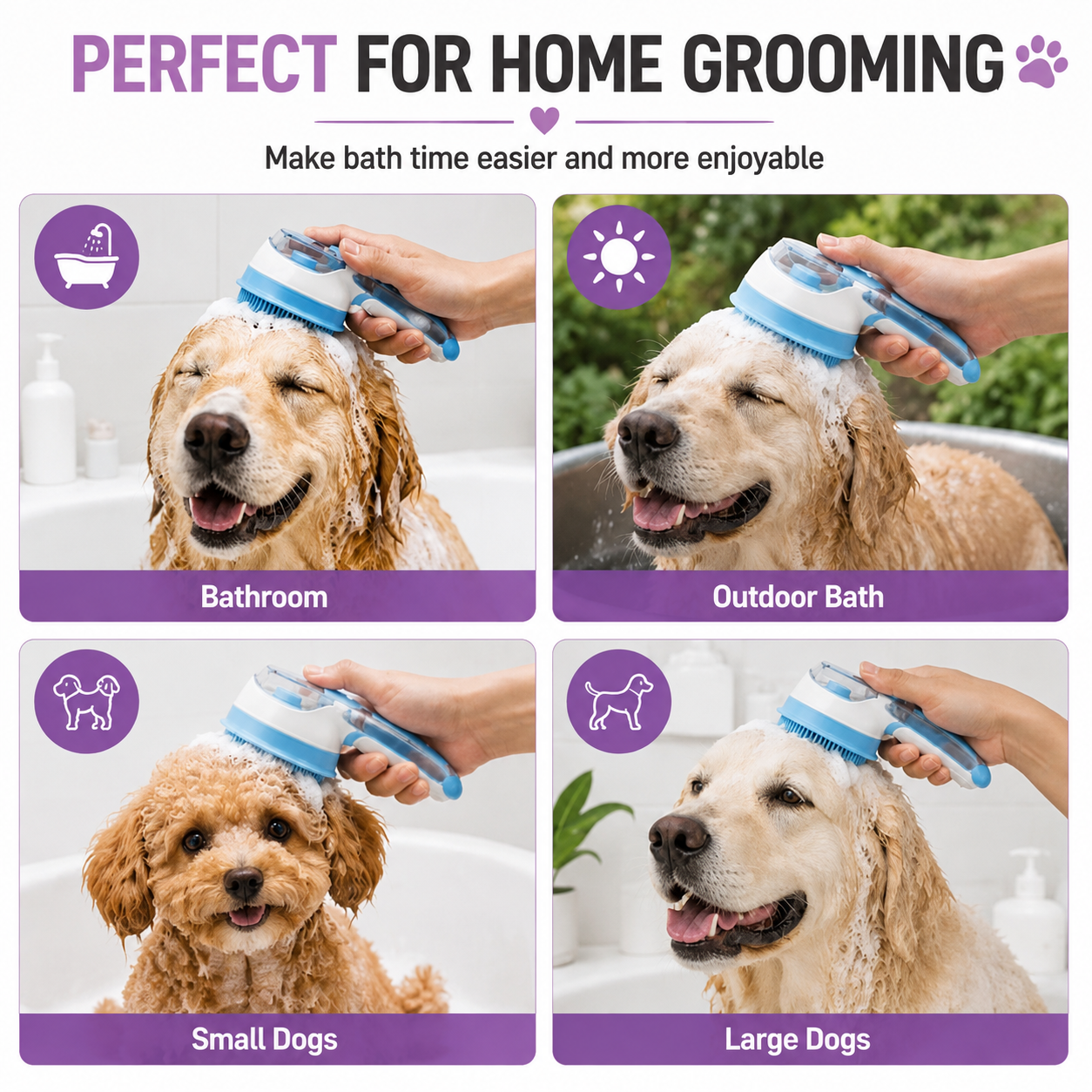 2-in-1 Shampoo-Dispensing Pet Bath Brush