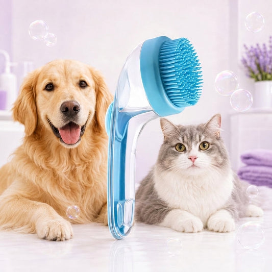 2-in-1 Shampoo-Dispensing Pet Bath Brush
