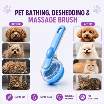2-in-1 Shampoo-Dispensing Pet Bath Brush