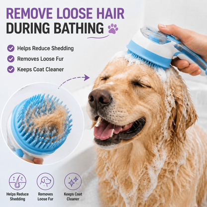 2-in-1 Shampoo-Dispensing Pet Bath Brush
