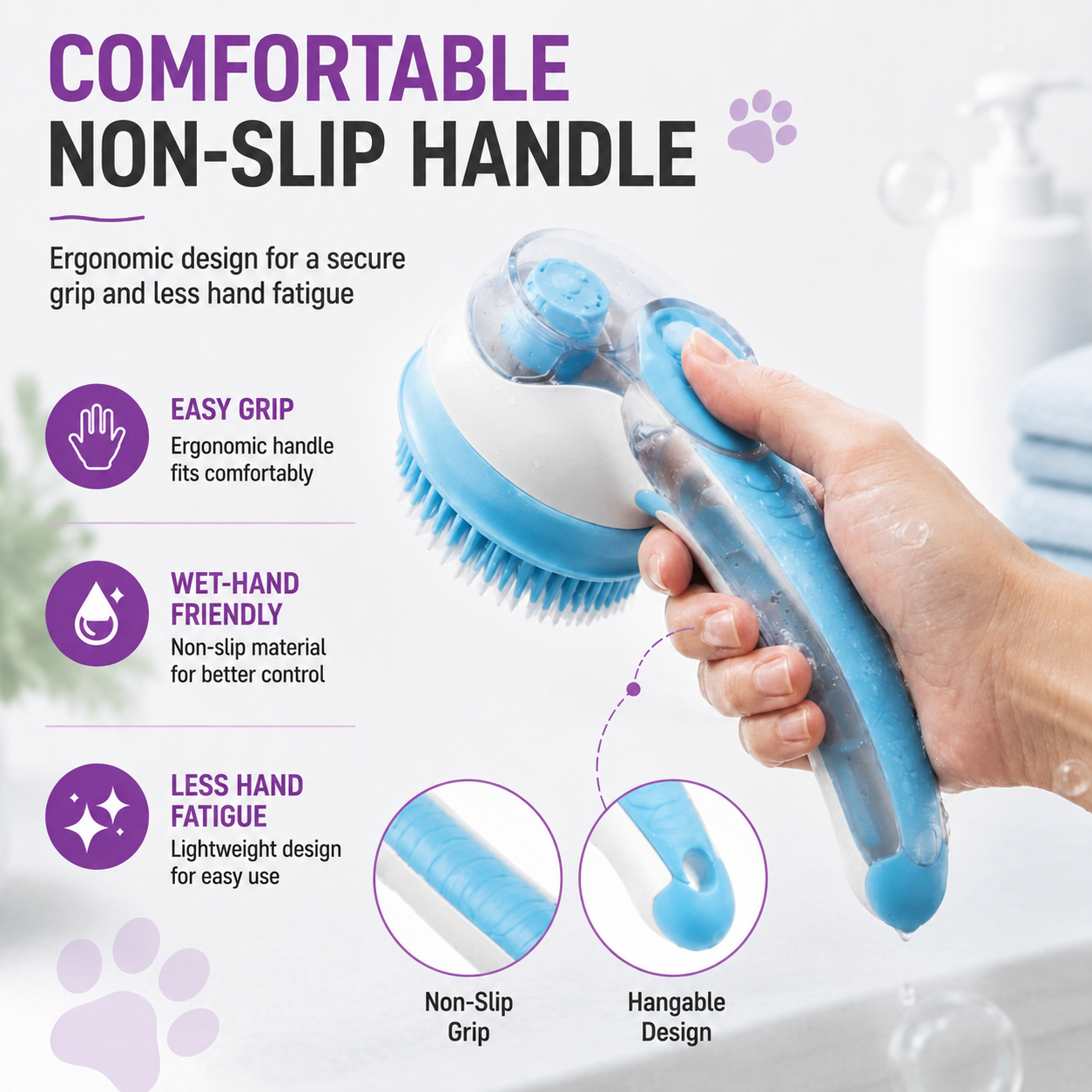 2-in-1 Shampoo-Dispensing Pet Bath Brush