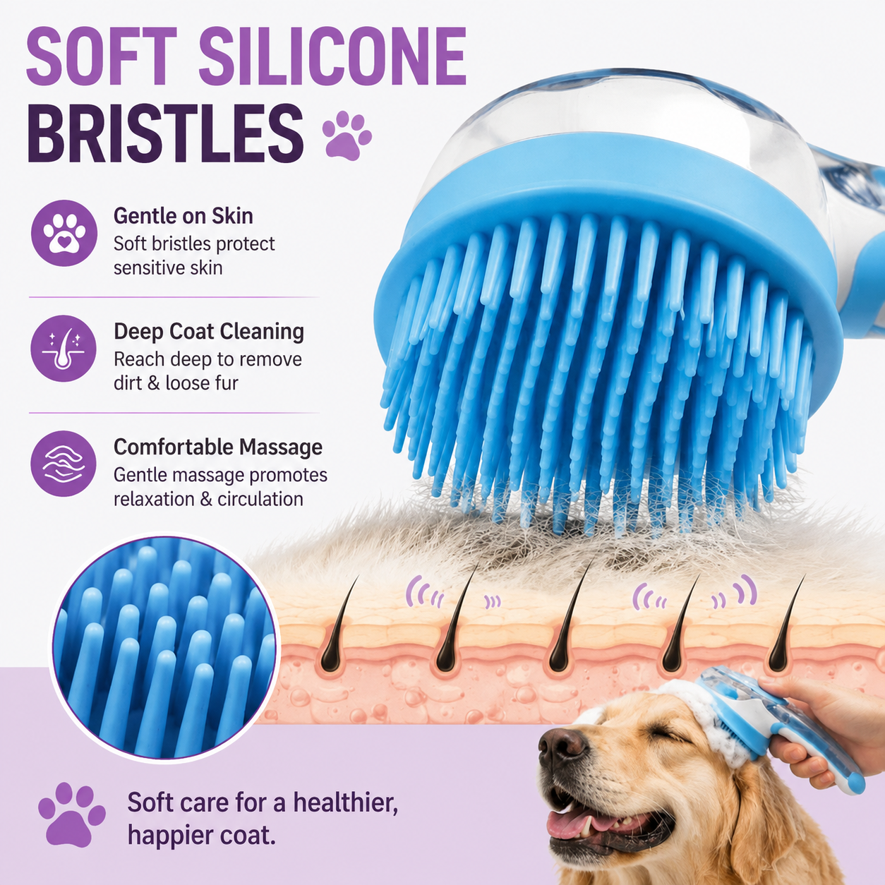 2-in-1 Shampoo-Dispensing Pet Bath Brush