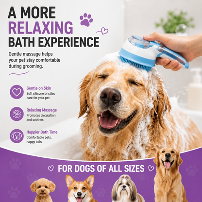 2-in-1 Shampoo-Dispensing Pet Bath Brush