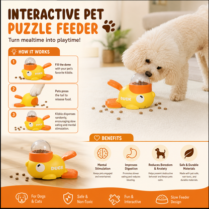 Interactive Duck Puzzle Feeder for Dogs and Cats
