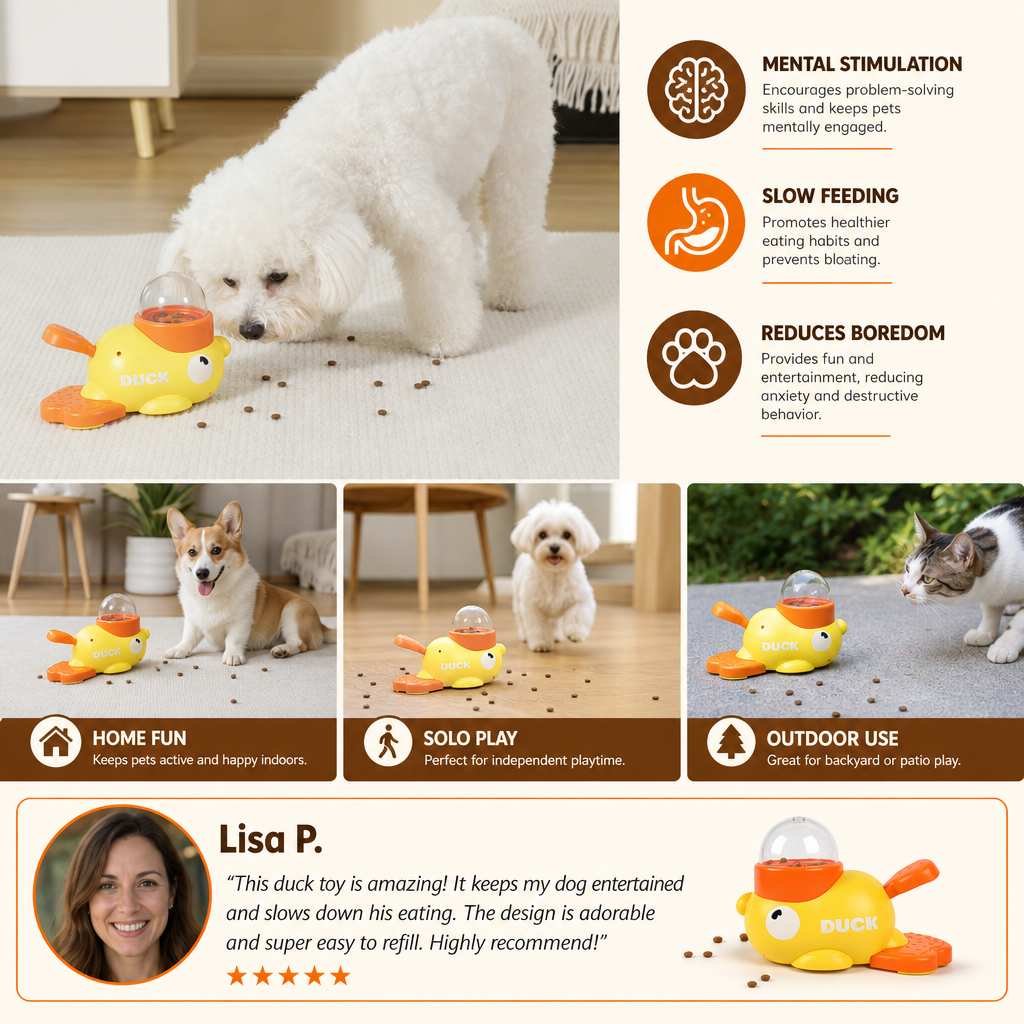 Interactive Duck Puzzle Feeder for Dogs and Cats