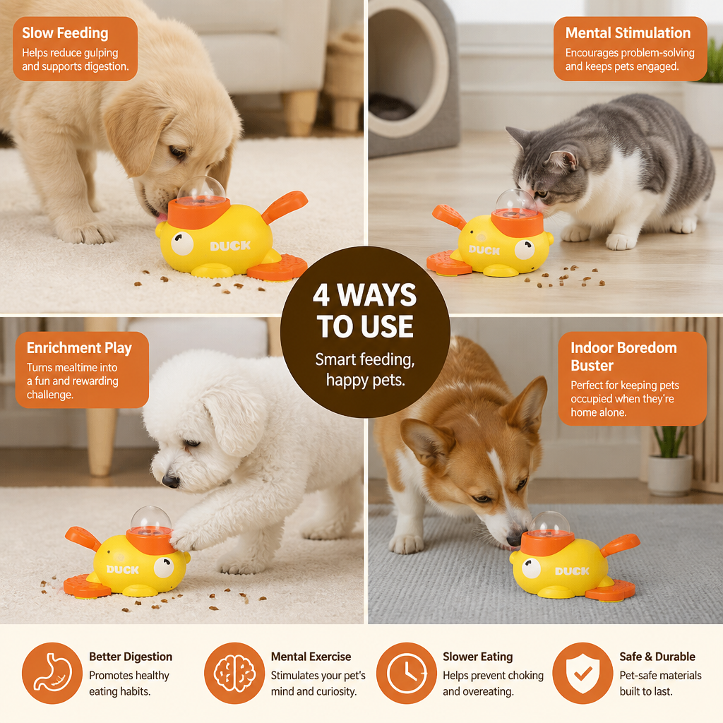 Interactive Duck Puzzle Feeder for Dogs and Cats