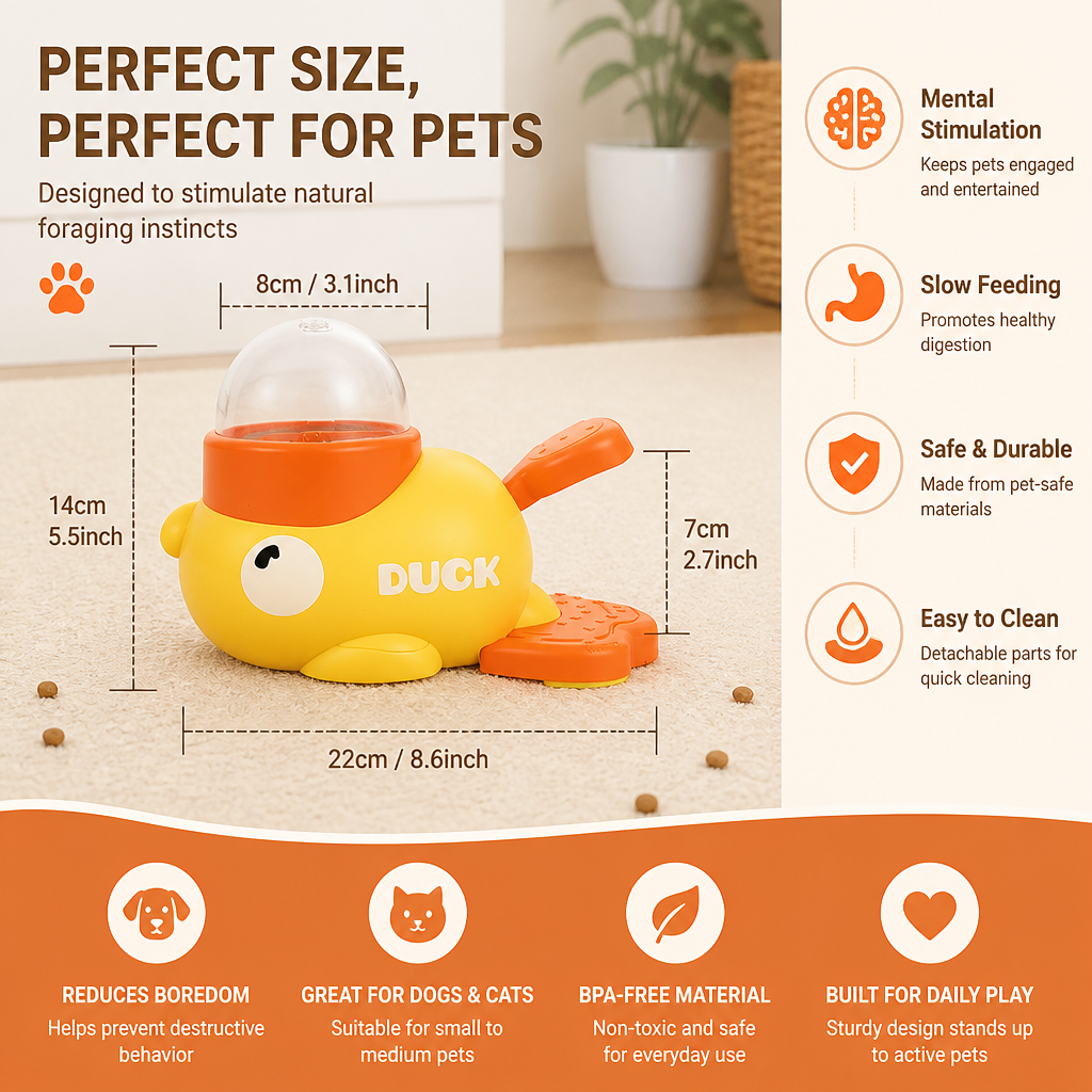 Interactive Duck Puzzle Feeder for Dogs and Cats
