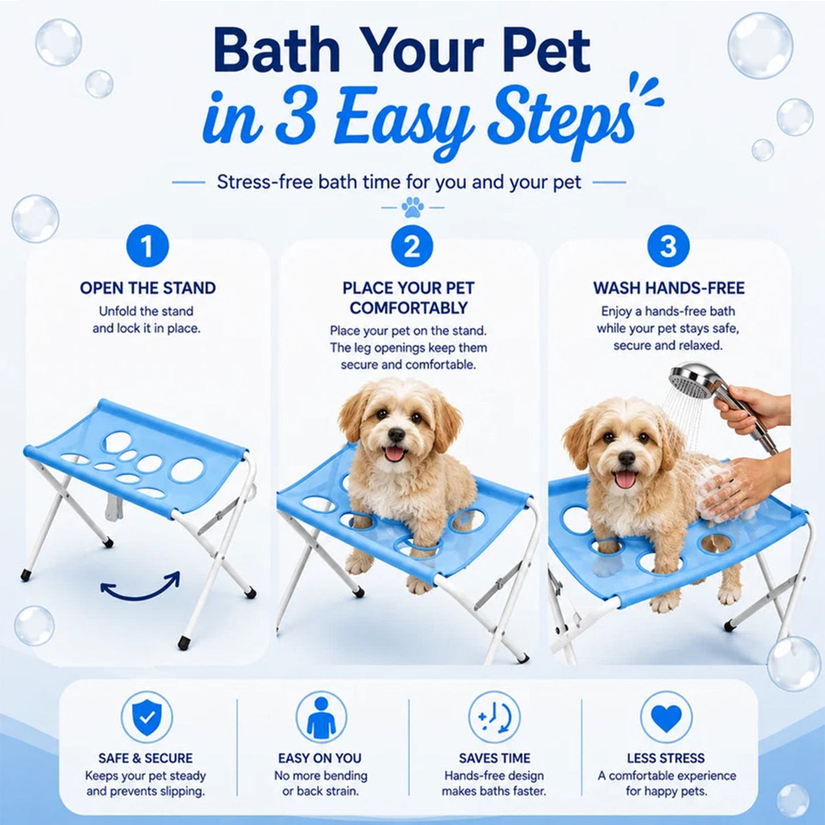 Foldable Pet Bath and Grooming Stand