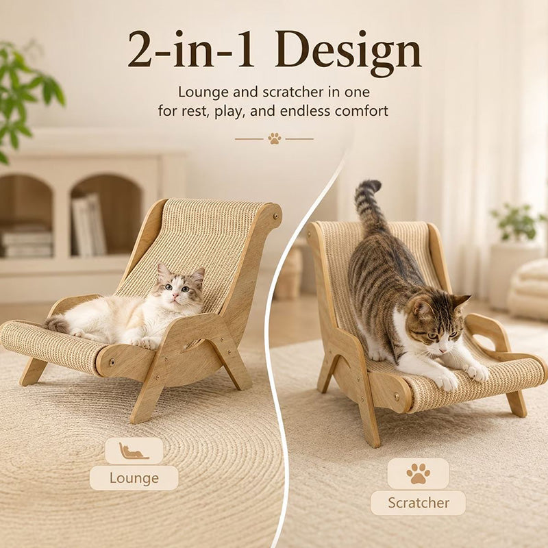 Cat Scratch Lounger with Sisal and Wood Frame - view 2