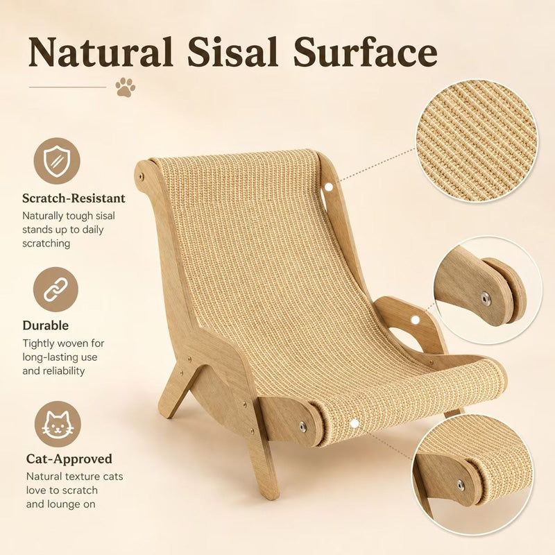 Cat Scratch Lounger with Sisal and Wood Frame - view 3