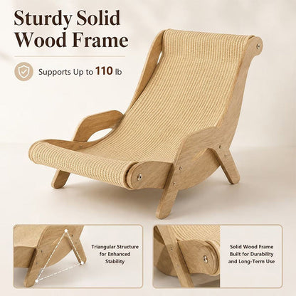 Cat Scratch Lounger with Sisal and Wood Frame - view 4