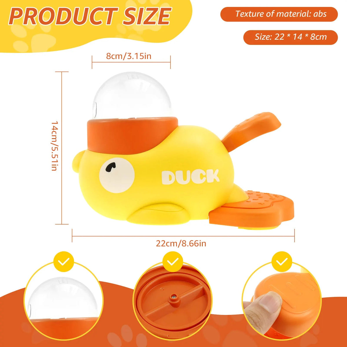 Interactive Duck Slow Feeder size chart