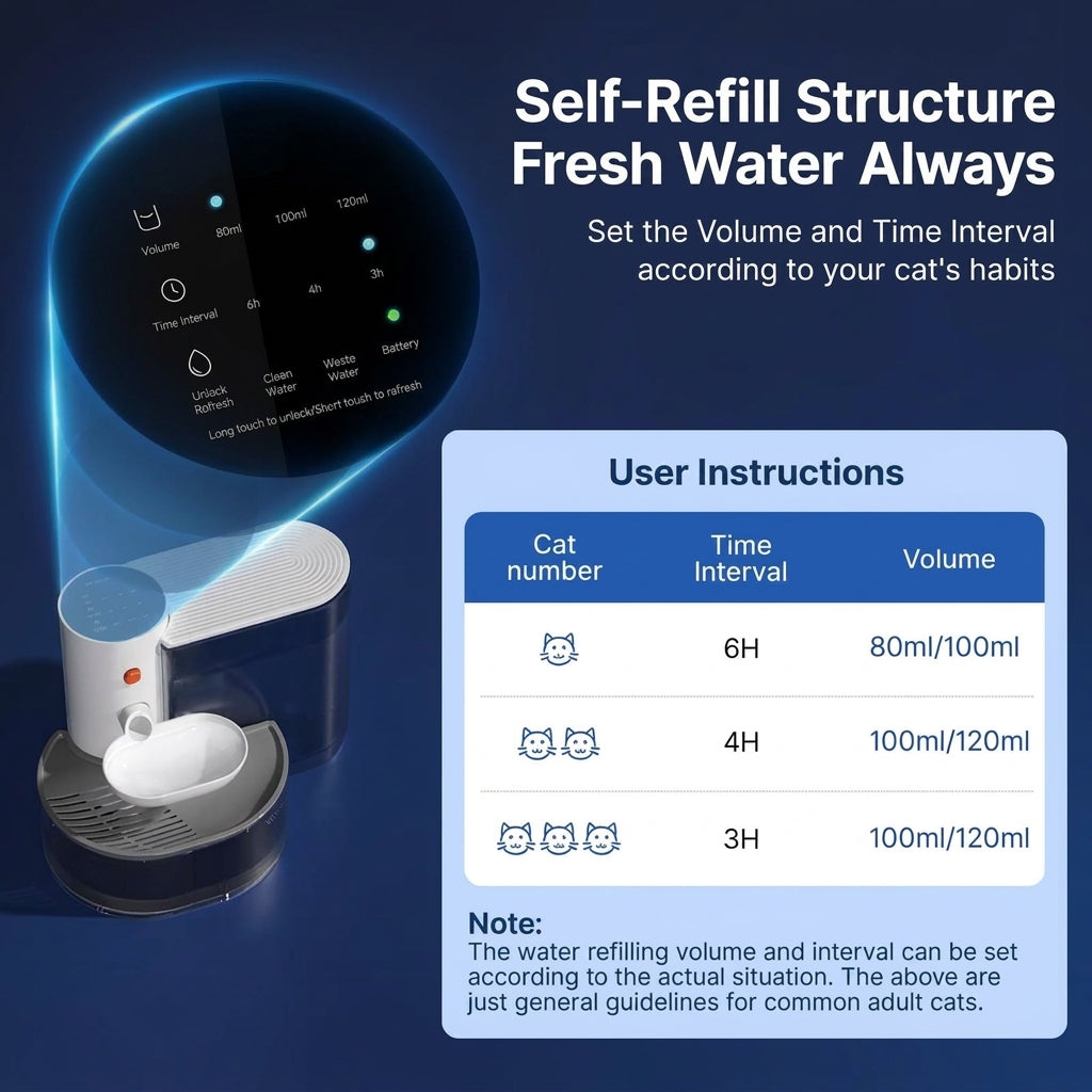 Filterless Self-Refill Cat Water Fountain