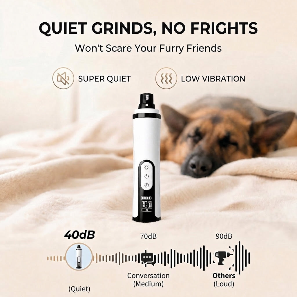 Quiet Dog Nail Grinder with LED Light