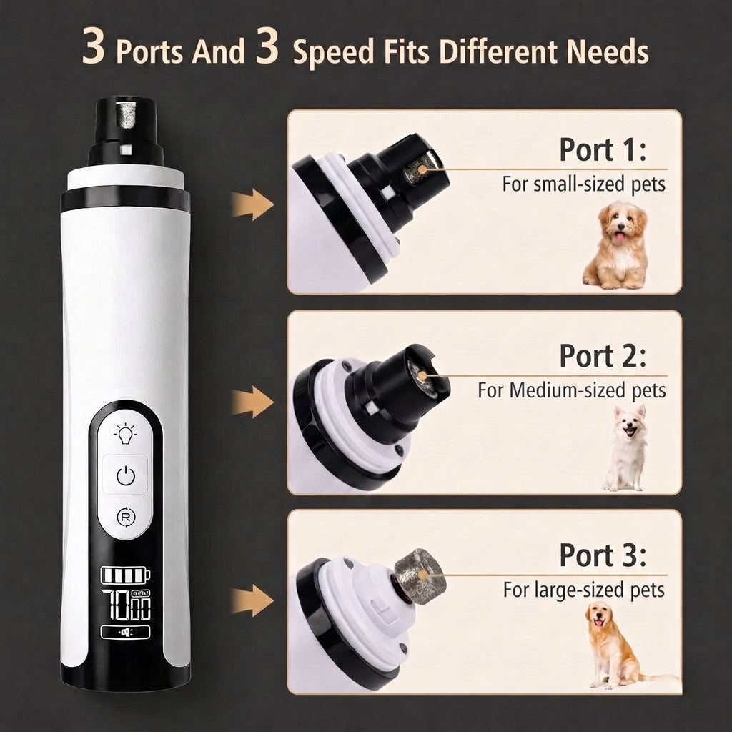 Quiet Dog Nail Grinder with LED Light