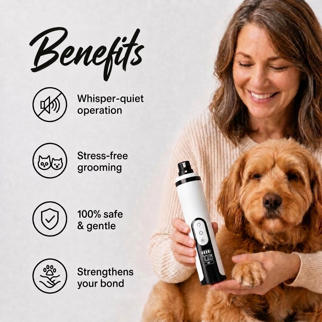 Quiet Dog Nail Grinder with LED Light