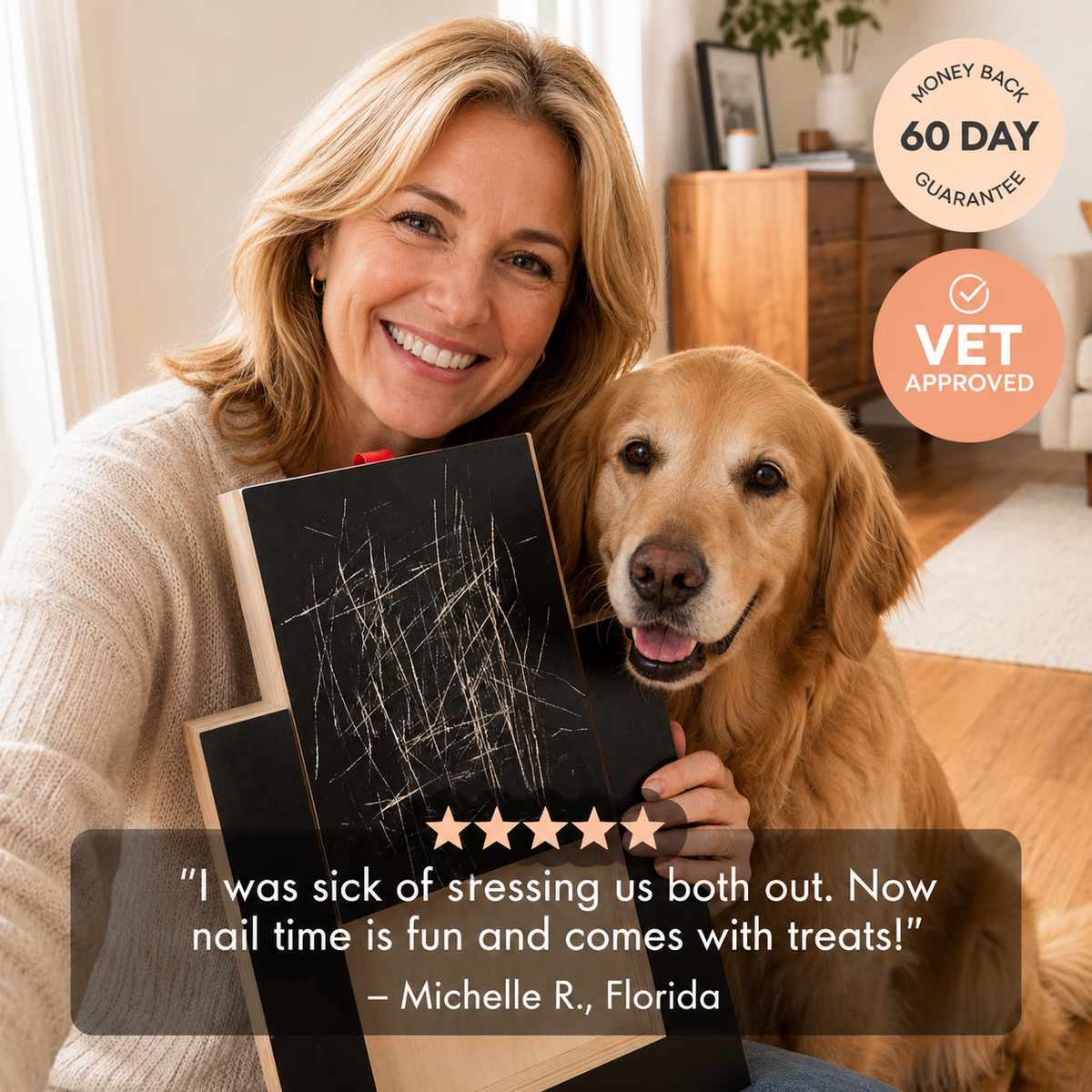 Dog Nail Scratch Board with Treat Drawer