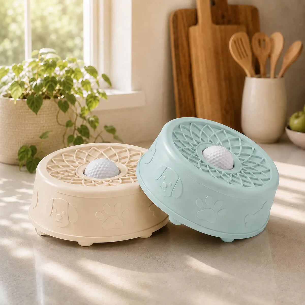 Calming Lick Bowl with Rolling Ball for Dogs