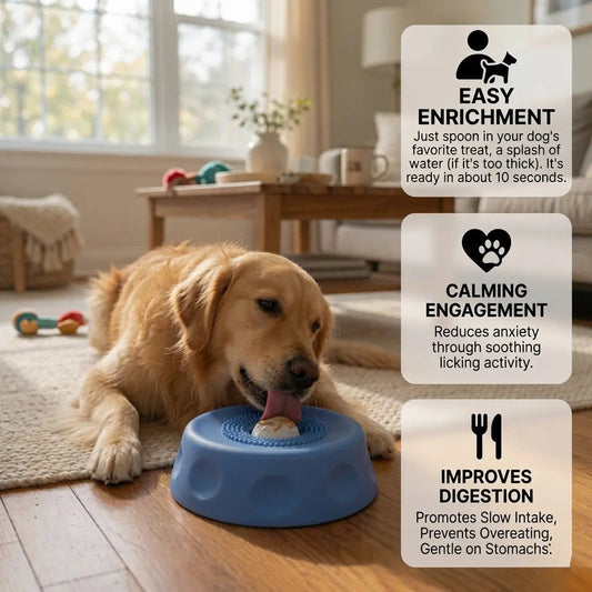 Calming Lick Bowl with Rolling Ball for Dogs