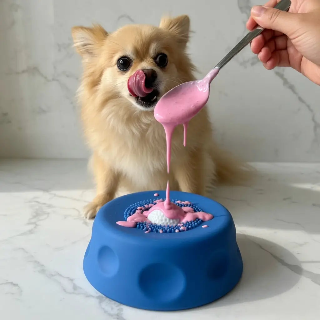 Calming Lick Bowl with Rolling Ball for Dogs
