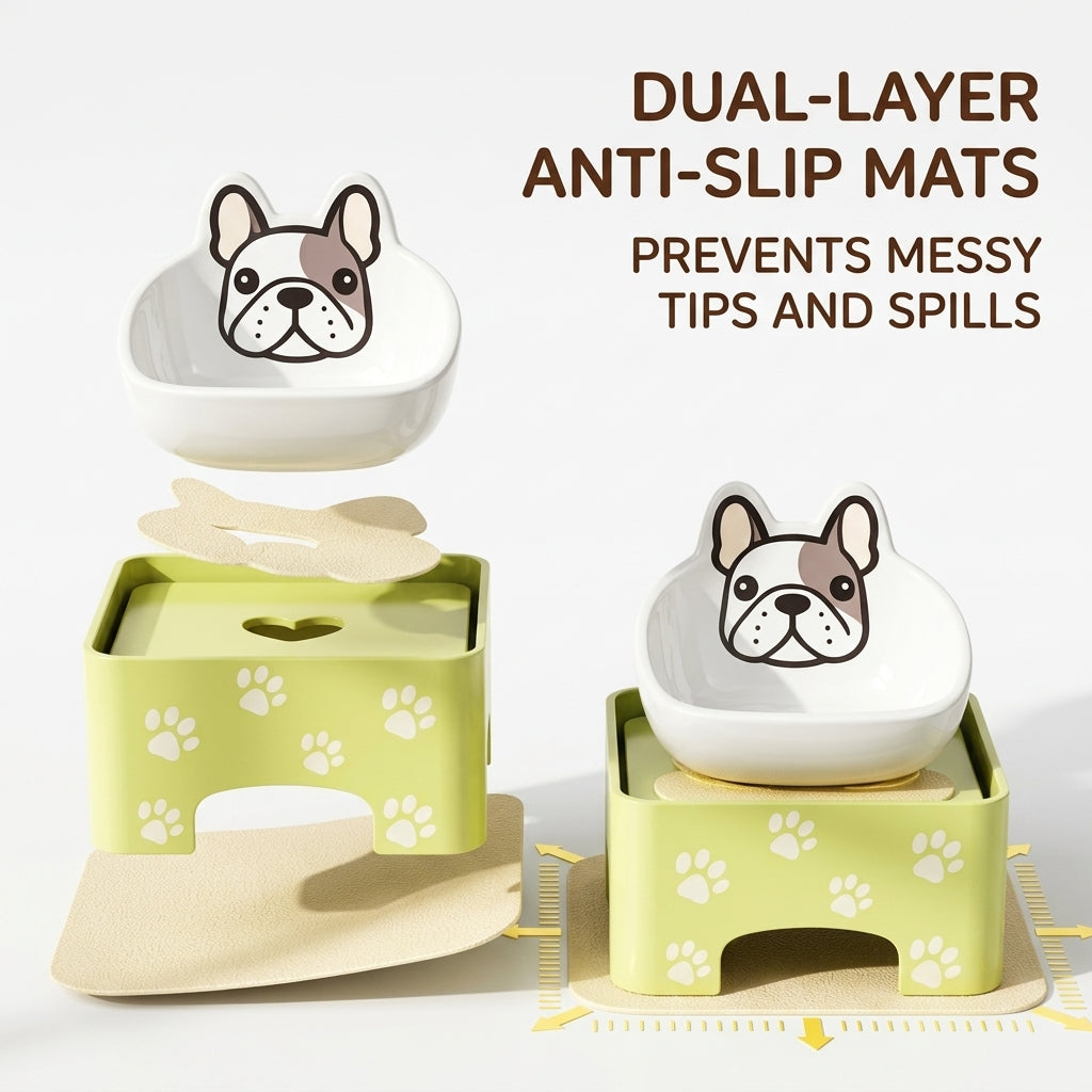 Adjustable raised ceramic dog bowl and stand - view 4