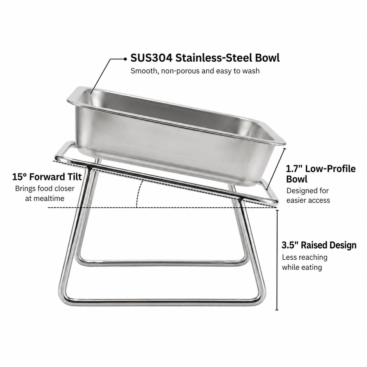 Elevated tilted dog bowl - view 3