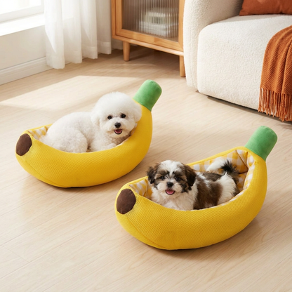 Banana-shaped cozy dog bed - view 1