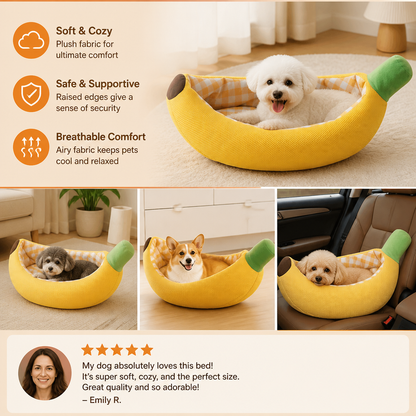 Banana-shaped cozy dog bed - view 3