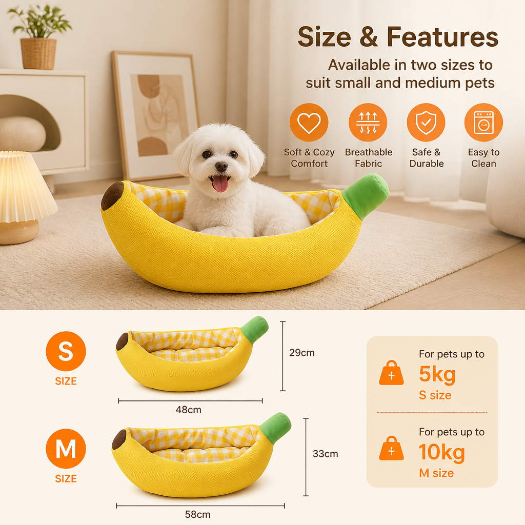 Banana-shaped cozy dog bed - view 5